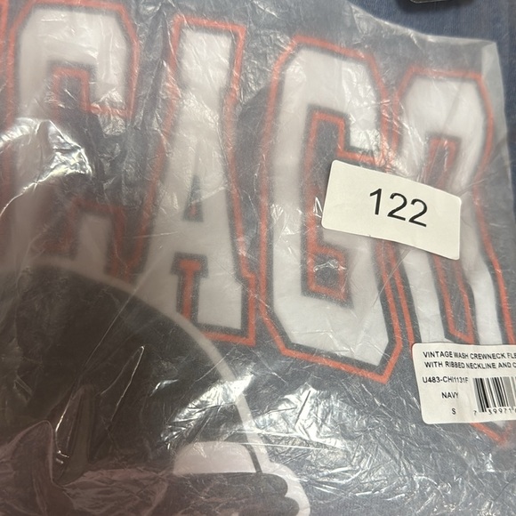 New Chicago Bears Blue Vintage Wash Oversized Crewneck Fleece Pullover - Picture 4 of 4